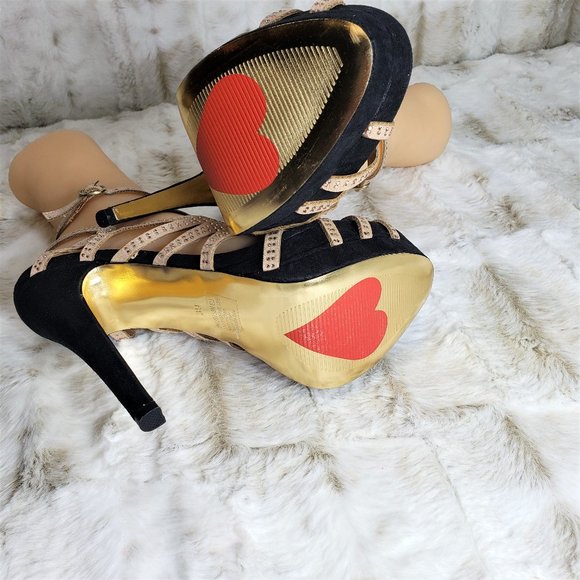 ☆ Nude Rhinestone Strap Platform High Heel Shoes Sandals Size 9 - Picture 10 of 10